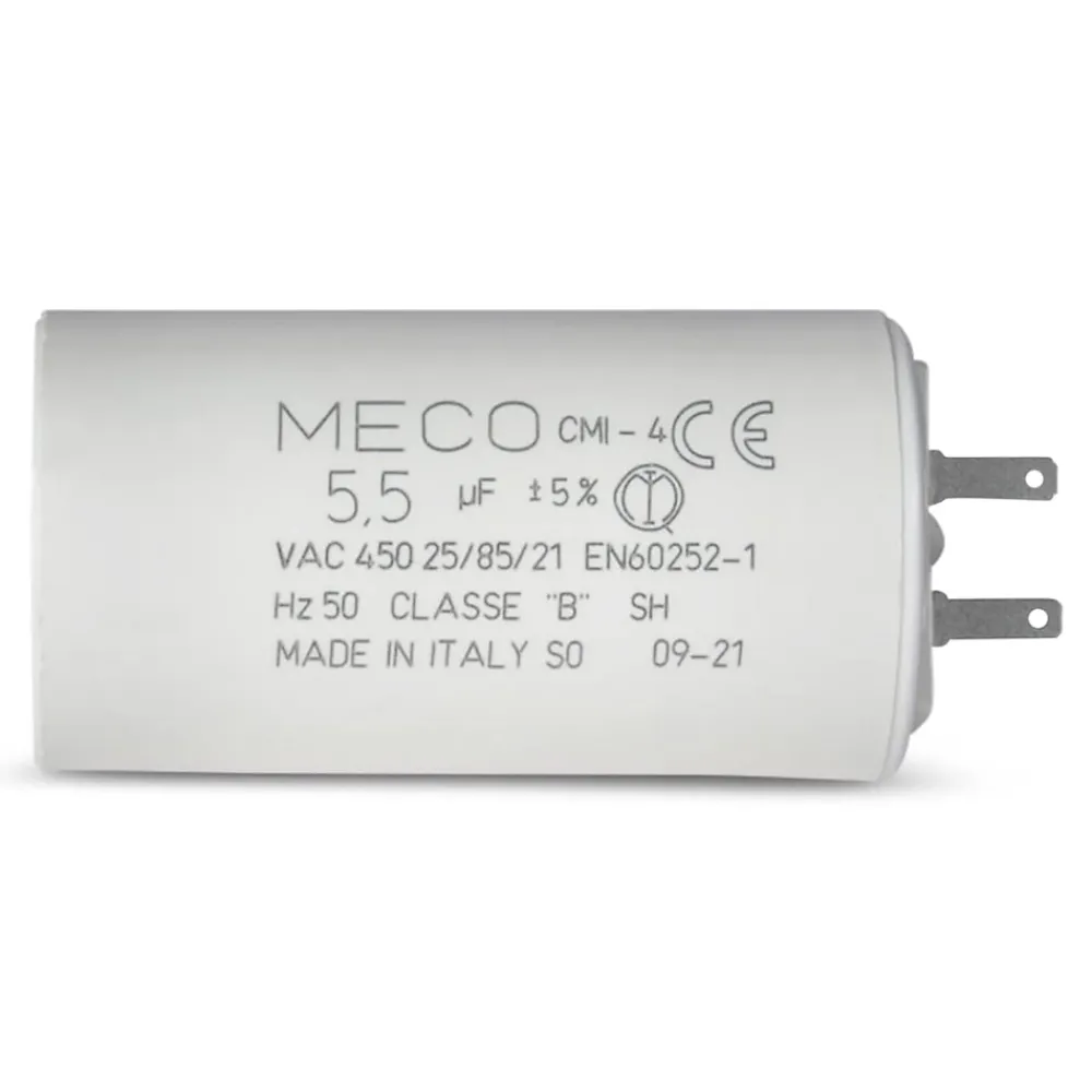 Allotech Condensateur MECO 5,5 µF universel (CMI4 1604) fond plat et cosses pour moteur de store et électroménager