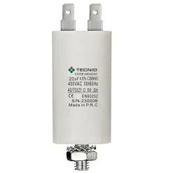 Tecnid Fusible-Condensateur de démarrage pour moteurs électriques, 450V, capacité : 20 microfarad, 4 broches / M8