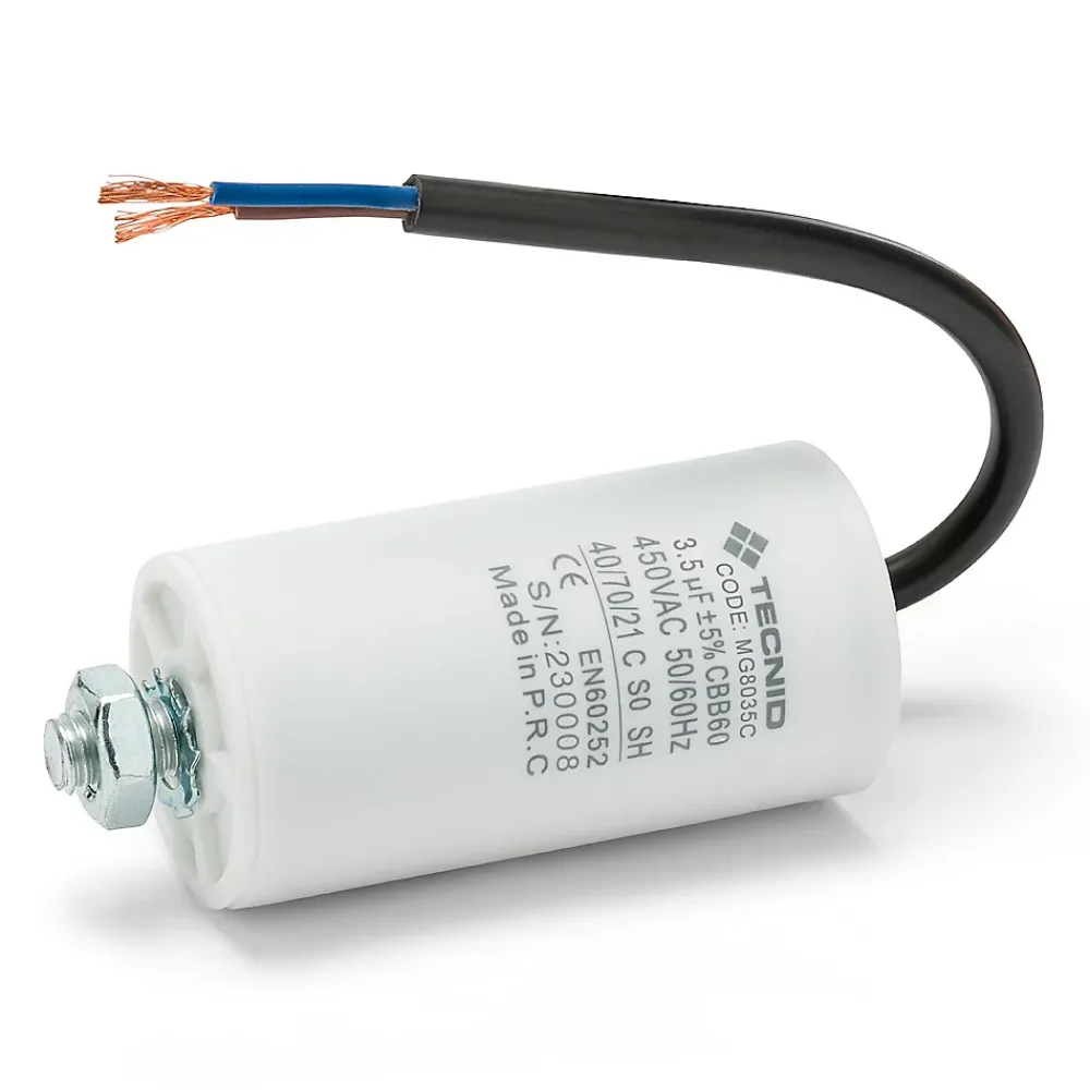 Tecnid Condensateur de démarrage pour moteurs électriques, 450V, capacité : 3,5 microfarad, avec câble de 15cm