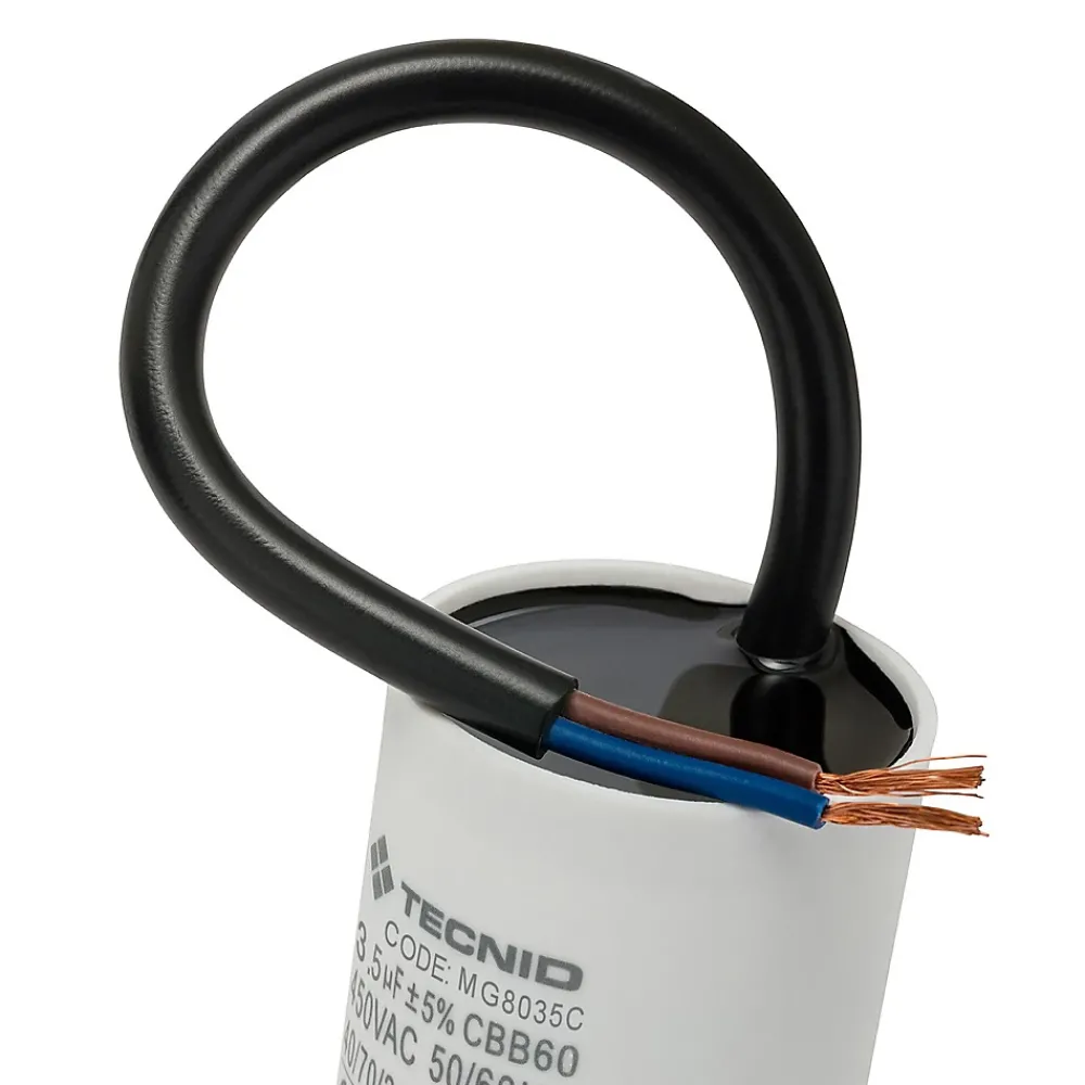 Tecnid Condensateur de démarrage pour moteurs électriques, 450V, capacité : 3,5 microfarad, avec câble de 15cm