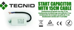 Tecnid Condensateur de démarrage pour moteurs électriques, 450V, capacité : 7 microfarad, avec câble de 15cm