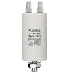 Tecnid Condensateur de démarrage pour moteurs électriques, 450V, capacité : 7 microfarad, 4 broches / M8