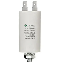 Tecnid Condensateur de démarrage pour moteurs électriques, 450V, capacité : 6 microfarad, 4 broches / M8
