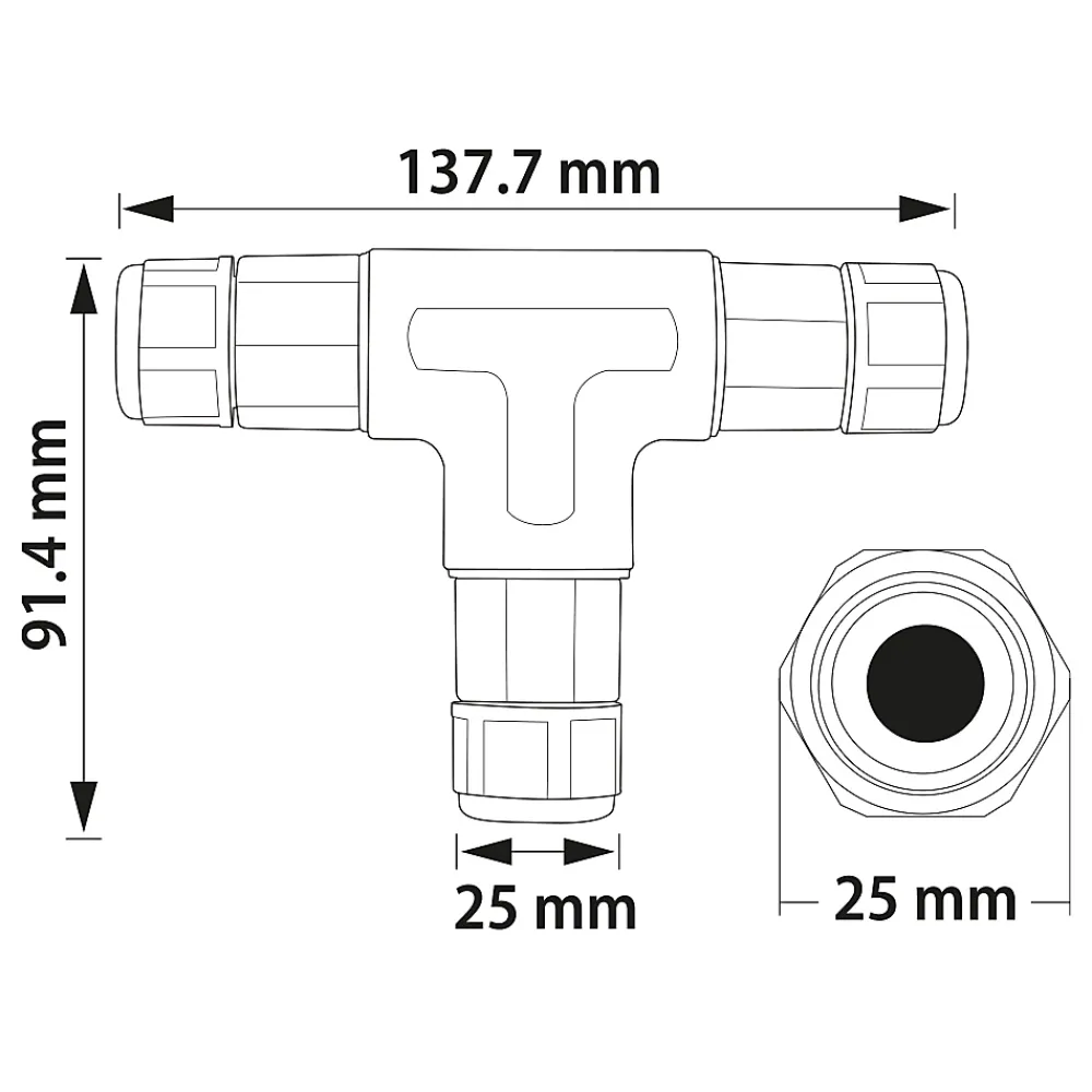 Horoz Electric Fixation Et Raccordement Du Câble-Connecteur de câble étanche en T IP68 3 fils noir