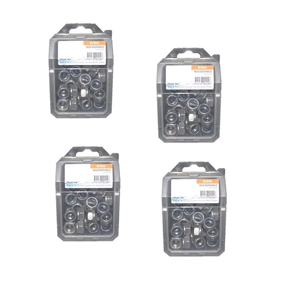 D-Work Écrou-4 Coques de 50 Ecrous Freins Indésserrables M6 mm - DIN 985 - Inox A2 -