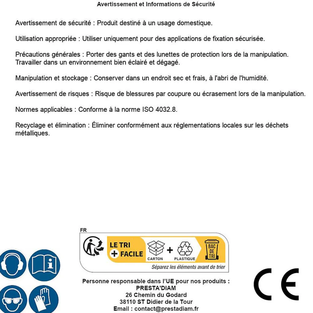 D-Work Écrou-4 Coques de 25 Ecrous Hexagonaux HU M12 mm - 4032 - 8 - Zingué blanc -