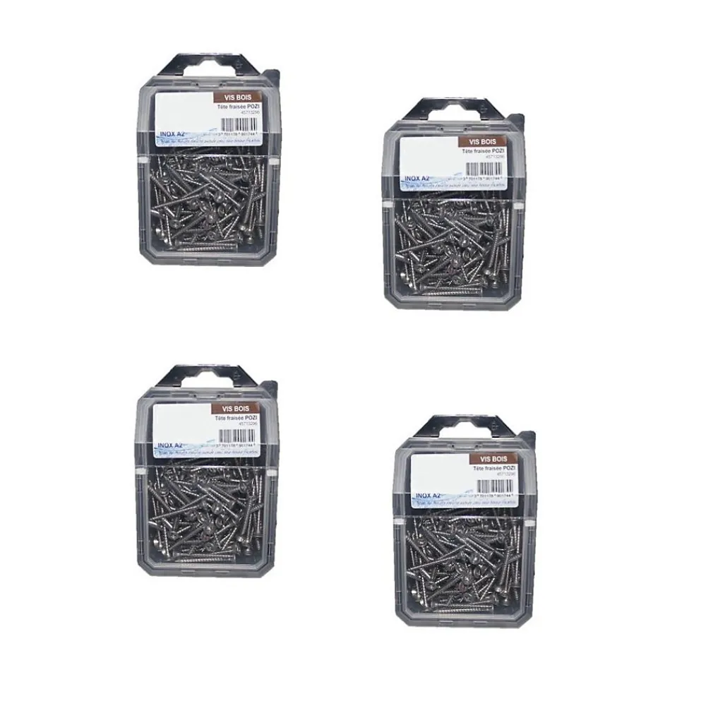 D-Work Vis Pour Terrasse-4 Coques de 50 Vis Bois Tête Fraisée Pozidriv 6 x 60 mm - Inox A2 -