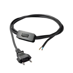 Diall Cordon de lampe avec interrupteur noir 2m