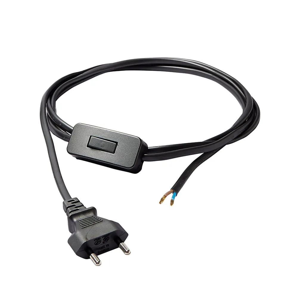 Diall Cordon de lampe avec interrupteur noir 2m