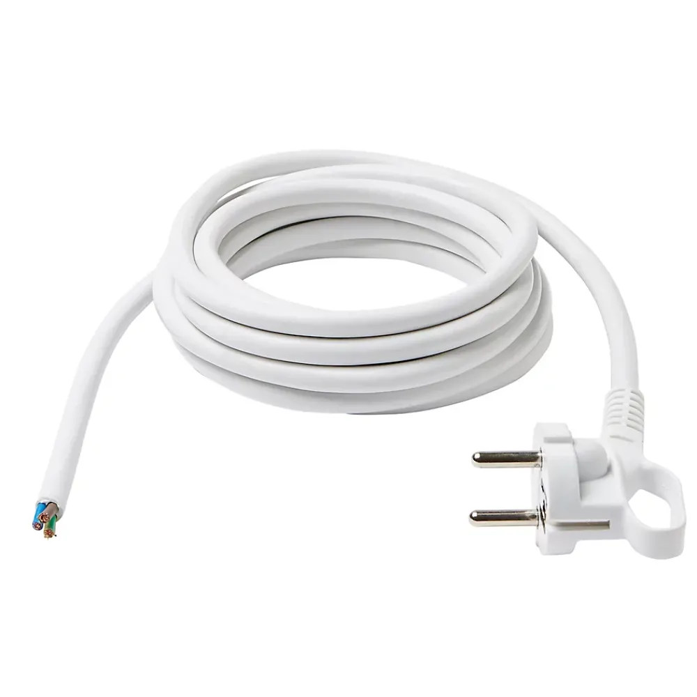 Diall Interrupteur Et Variateur De Lampe-Cordon de rechange pour appareil avec mise à la terre 16A H05VVF 3G1.5mm² 3m blanc