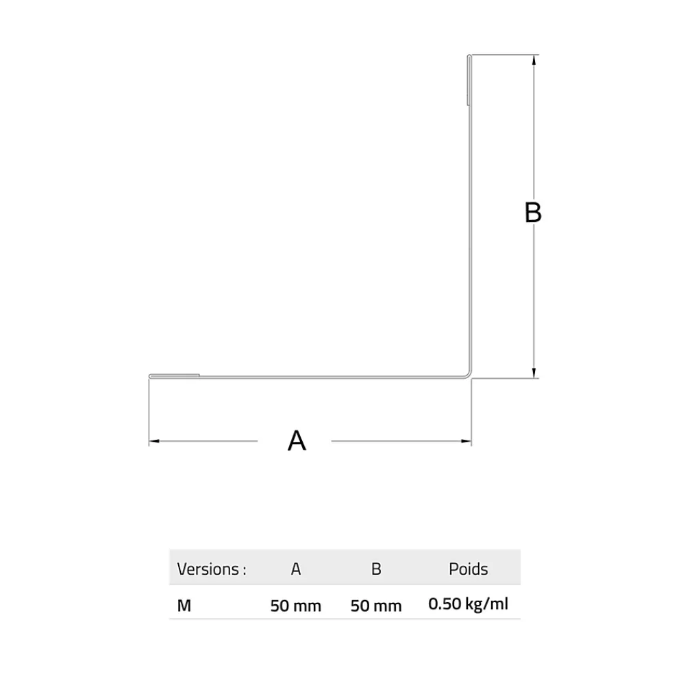 Le Profileur Français Cornière-Cornière pour bardage et parement M50 noir mat 50x50x2300 mm