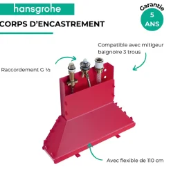 Hansgrohe Raccord À Visser-Corps encastré pour mitigeur bain douche 3 trous