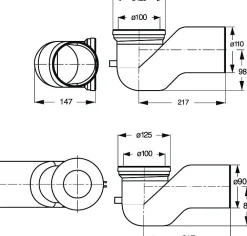 Pipe Wc-Courbe Technique Avec La Decharge A 90 Mm