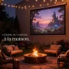 Tectake Projecteur Et Lampe De Chantier-Écran de projection extensible mural en polyester blanc