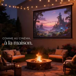 Tectake Projecteur Et Lampe De Chantier-Écran de projection extensible mural en polyester blanc