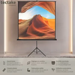 Tectake Écran de projection extensible avec un trépied en polyester blanc
