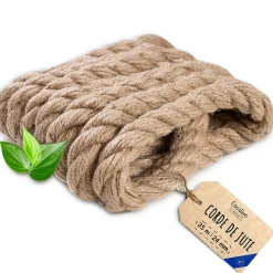 Creative Deco 35m Corde de Jute Epaisseur 24mm - Personnalisation Possible Tous les 5m - Durable - Torsadé en Fibres Naturelles