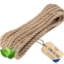 Creative Deco Corde, Fil Et Ficelle-5m Corde de Jute Epaisseur 10mm - Personnalisation Possible Tous les 5m - Corde Solide - Torsadé Fibres Naturelles