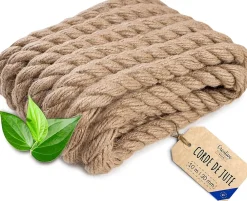 Creative Deco Corde, Fil Et Ficelle-10m Corde de Jute Epaisseur 30mm - Personnalisation Possible Tous les 5m - Corde Solide - Torsadé Fibres Naturelles
