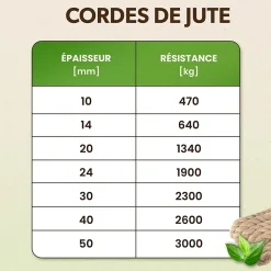 Creative Deco 10m Corde de Jute Epaisseur 40mm - Personnalisation Possible Tous les 5m - Corde Solide - Torsadé Fibres Naturelles