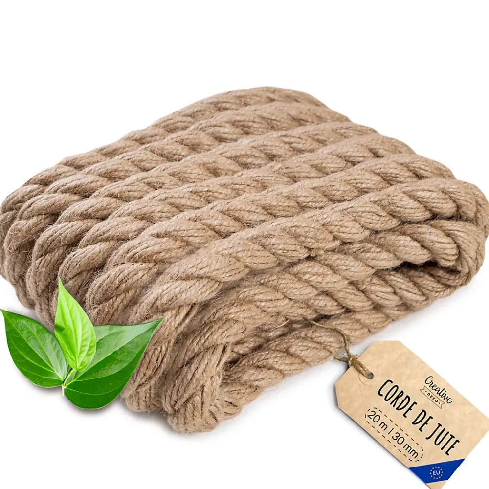 Creative Deco Corde, Fil Et Ficelle-20m Corde de Jute Epaisseur 30mm - Personnalisation Possible Tous les 5m - Corde Solide - Torsadé Fibres Naturelles