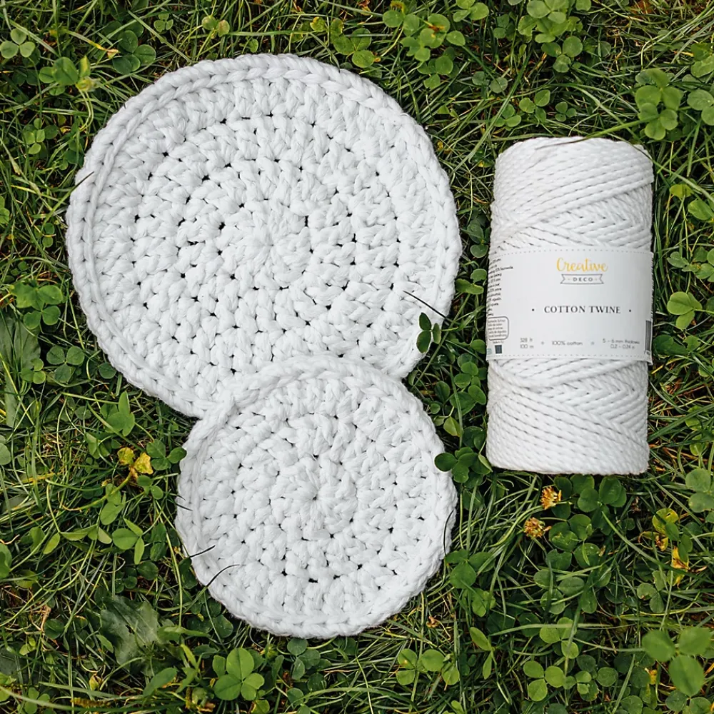 Creative Deco Corde, Fil Et Ficelle-6mm x 100m Corde Macramé Fil de Coton Blanc - +/- 0,5 mm Épaisseur - Ficelle de 37 Plis - Cordelette Naturel