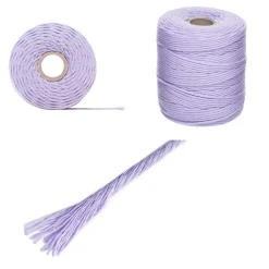 Creative Deco 3mm x 200m Corde Macramé Violet Pastel - Fil de Coton et Polyester +/- 0.5 mm Épaisseur - 30 Plis - Ficelle Naturel