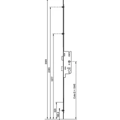 Ferco Loquet, Targette Et Moraillon De Porte-Crémone à larder EUROPA axe 50mm 3 galets têtière 18mm Longueur 2500mm - - 6-33168-04-0-1