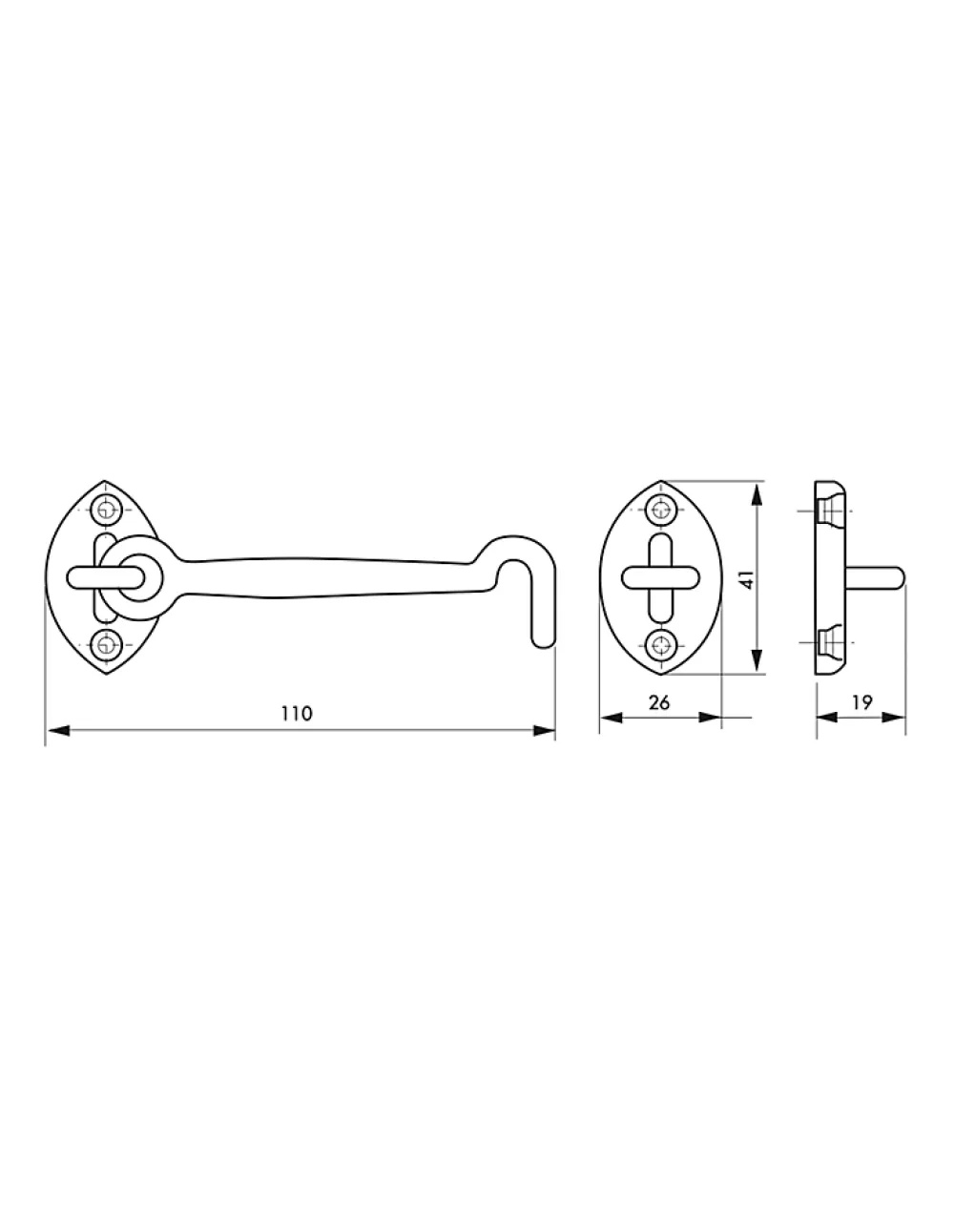 Thirard Crochet de sécurité laitonné, 100mm -