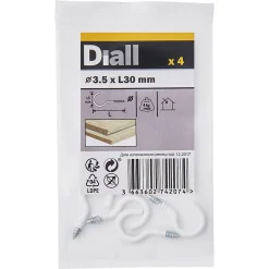 Diall Crochet rond à visser en acier plastifié blanc 30x17 mm - 4 pièces