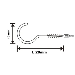 Diall Crochet À Visser-Crochet rond à visser en acier plastifié blanc 20x12 mm - 20 pièces