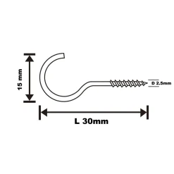 Diall Crochet rond à visser en acier plastifié blanc 30x15 mm - 10 pièces