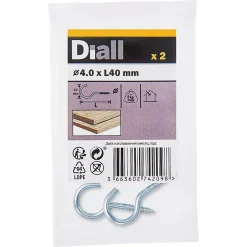 Diall Crochet rond à visser en acier zingué 40x23 mm - 2 pièces