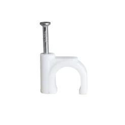 Horoz Electric Crochets fixation / Clips de Câble ronds type FLOP fi 9 mm, blancs, boîte de 100 pcs