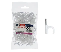 Horoz Electric Crochets fixation / Clips de Câble ronds type FLOP fi 9 mm, blancs, boîte de 100 pcs