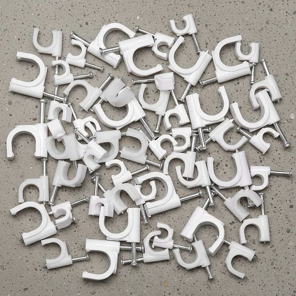 Horoz Electric Crochets fixation / Clips de Câble ronds type FLOP fi 9 mm, blancs, boîte de 100 pcs