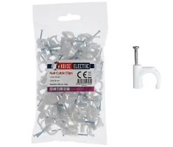 Horoz Electric Fixation Et Raccordement Du Câble-Crochets fixation / Clips de Câble ronds type FLOP fi 10 mm, blancs, boîte de 100 pcs