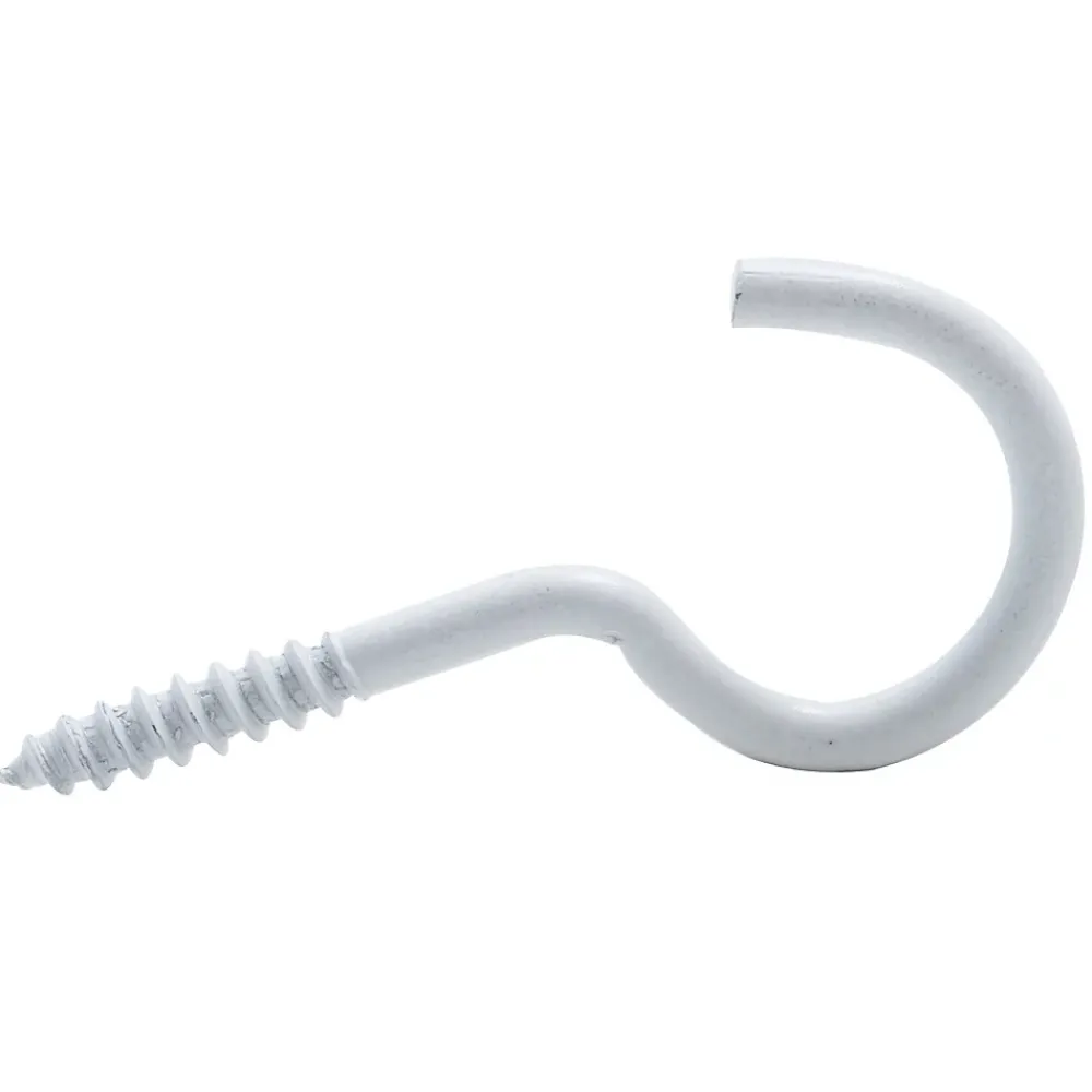 Viswood Piton À Visser-Crochet à visser plastifié blanc filet bois