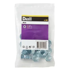Diall Écrou-Écrous hexagonaux en acier zingué ø 12 - 20 pièces