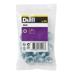 Diall Écrous hexagonaux en acier zingué ø 10 - 20 pièces