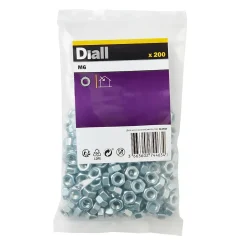 Diall Écrous hexagonaux en acier zingué ø 6 - 200 pièces