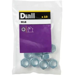 Diall Écrous hexagonaux en acier zingué ø 18 - 10 pièces