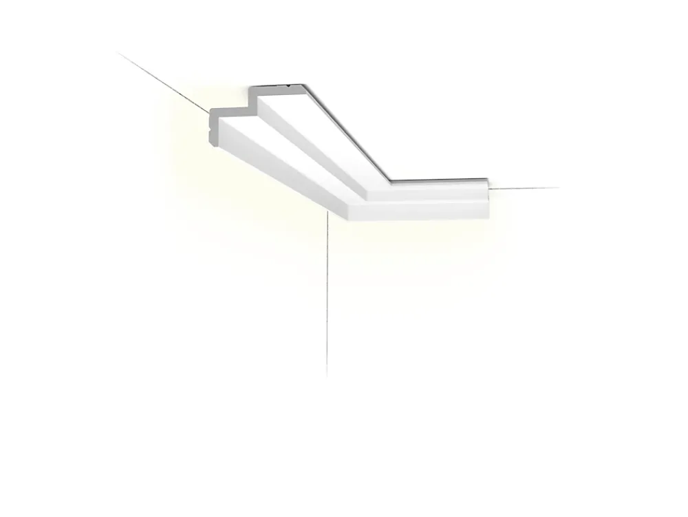 Orac Decor C390 STEPS Corniche plafond pour éclairage indirect et cache tringle à rideaux - 6x10x200cm (h x p x L) - A l'unité