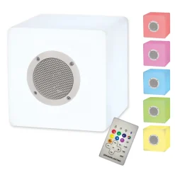 Näve Baladeuse-Cube décoratif avec Bluetooth 'Cube' en métal et plastique, avec changeur de couleur et LED intégrées