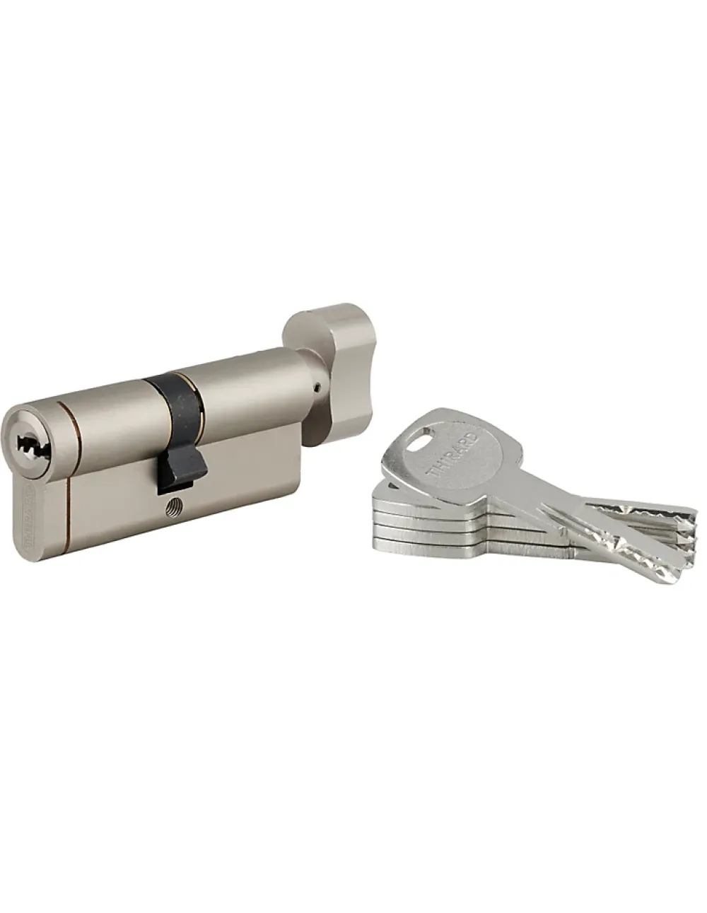 Thirard Cylindre à bouton Transit 1, 40Bx40mm, nickelé, 5 clés -