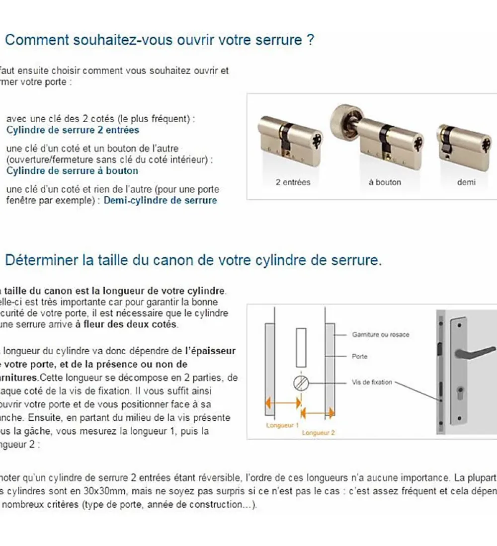 Autres Cylindre de porte 30 x 60 mm debrayable avec 4 clés et carte de reproduction Barillet double entrée