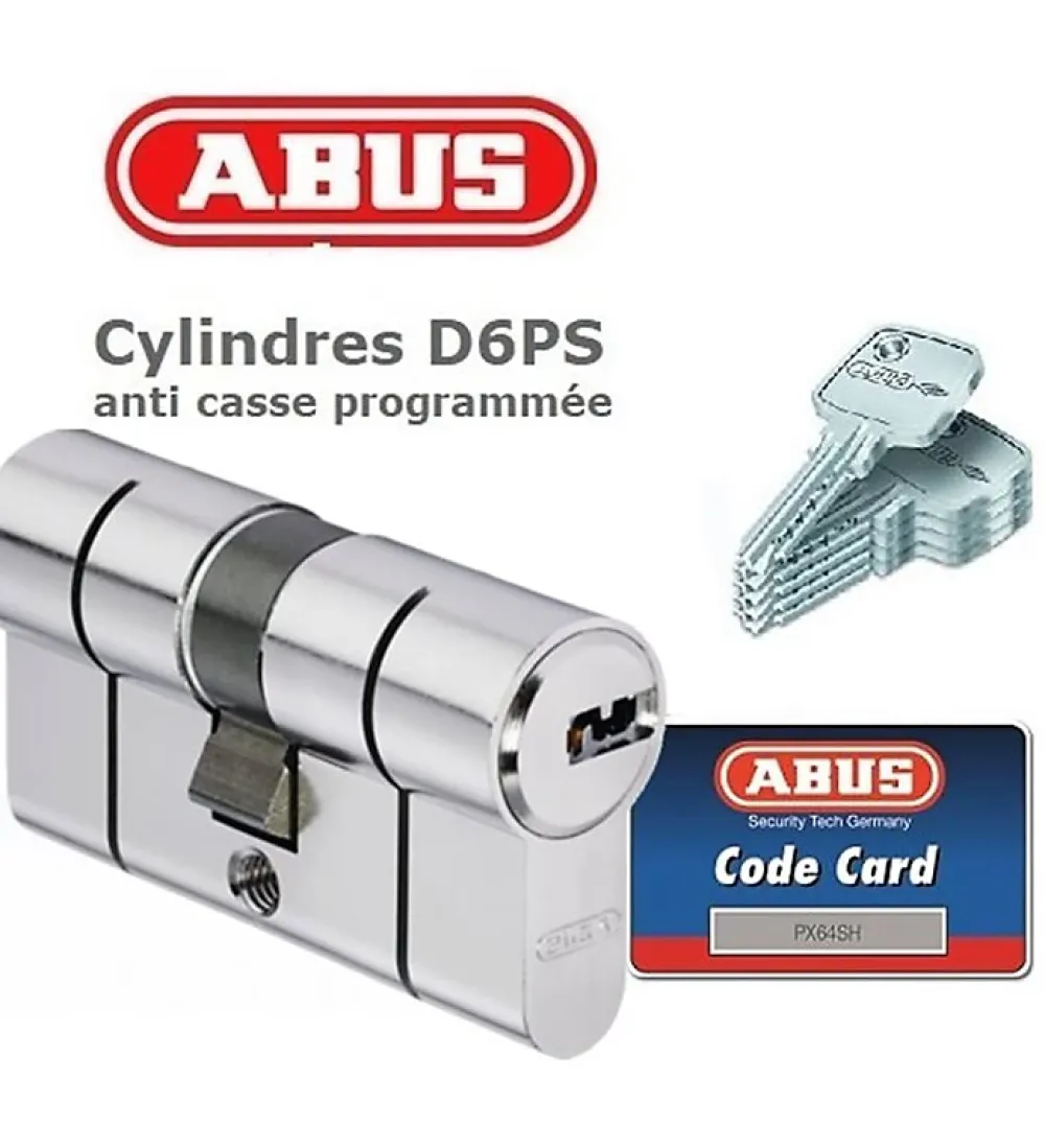 Autres Cylindre De Serrure-Cylindre de sécurité pour porte barillet 30 x 60 mm D6PS ABUS 5 clés