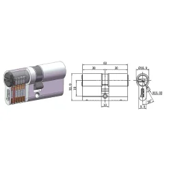 Vachette Cylindre de sécurité laiton 30 x 30 mm