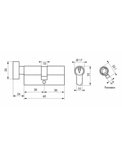 SP Cylindre De Serrure-Cylindre de serrure à bouton Ecopro, 30x30mm, aluminium, anti-arrachement, 3 clés, laiton -