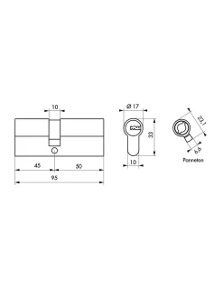 Thirard Cylindre De Serrure-Cylindre de serrure débrayable Transit 1, 45x50mm, 5 clés, nickelé -